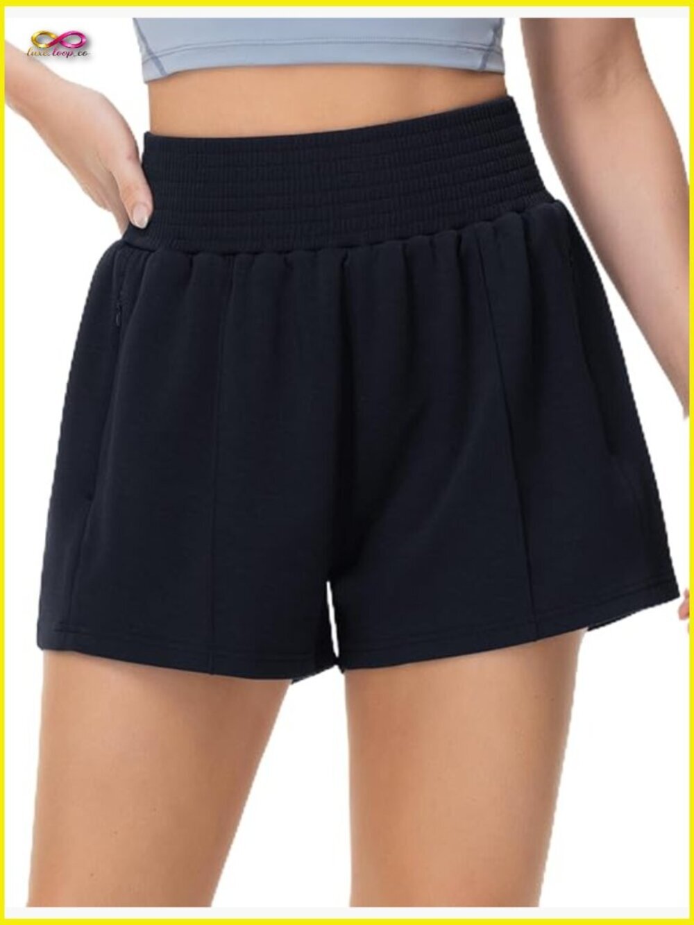 High Waist Sweat Shorts with Zipper Pockets Quick Dry Athletic Lounge